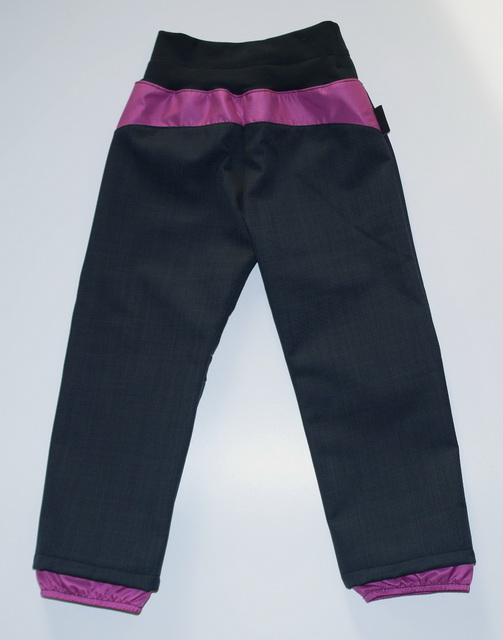 Dětské outdoorové softshellové kalhoty letní- černo-ostružinové