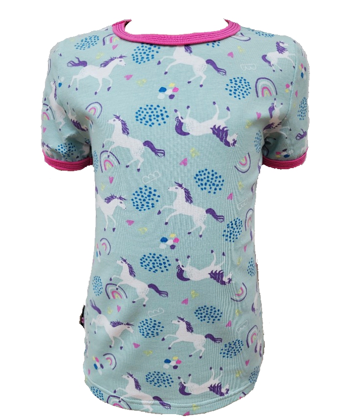 Dívčí tričko krátký rukáv - sv. tyrkysové - koníci