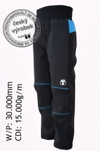 Softshellove kalhoty dětské /černo-modré/30.000mm, 15.000g/m