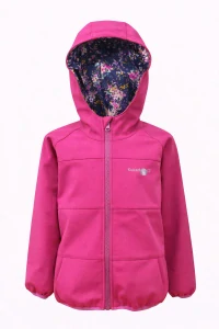 Dívčí softshellová bunda - fuchsiová - tm. modré květy - doprodej