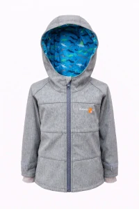 Dětská softshellová bunda - šedý melír - chameleoni - doprodej 110, 116