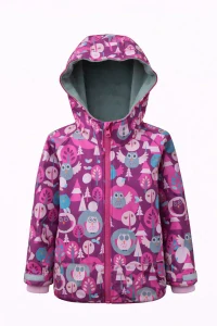 Dívčí softshellová bunda - ostružinové sovy - doprodej