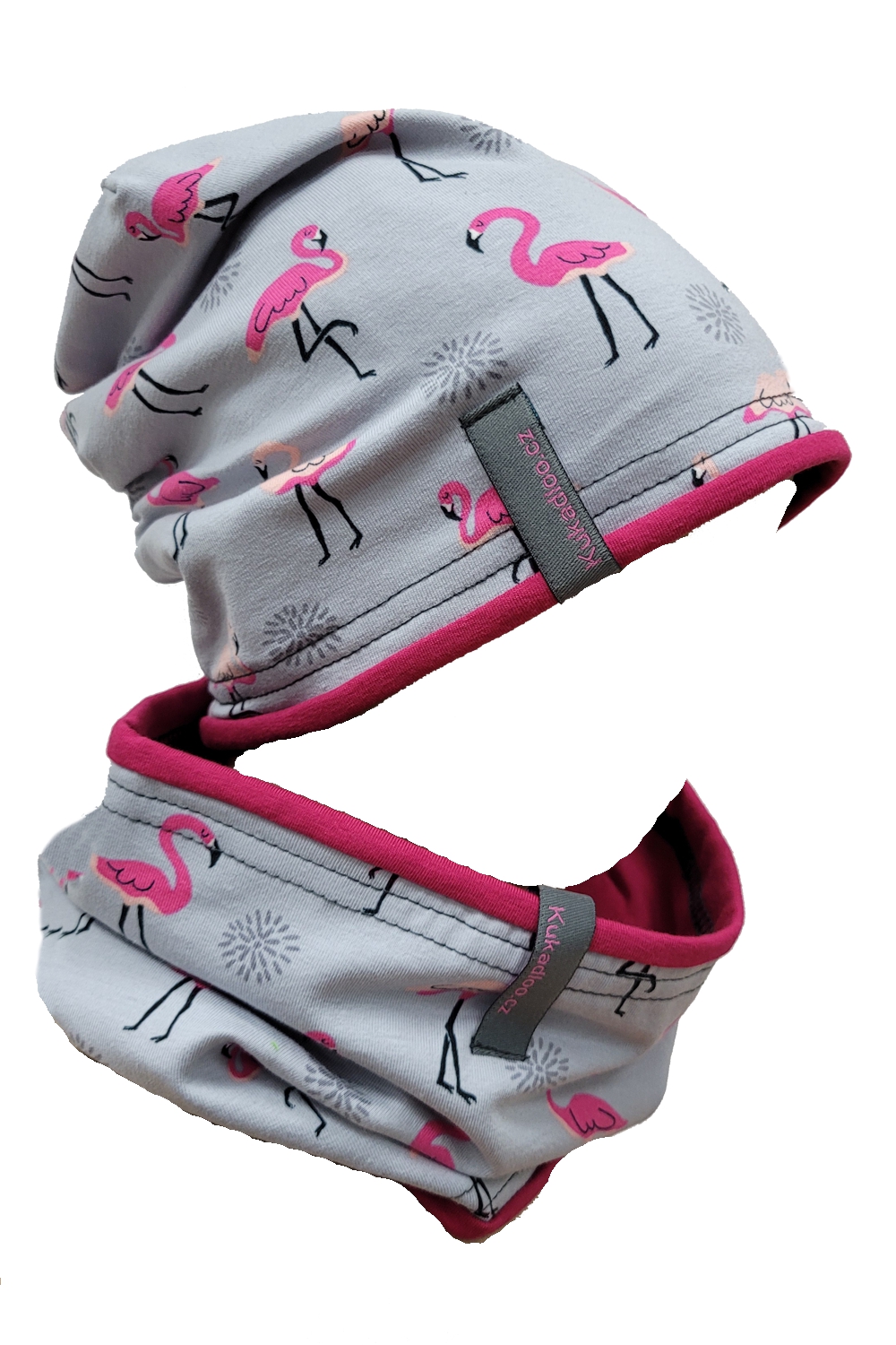 Bavlněná čepice / šedí plameňáci