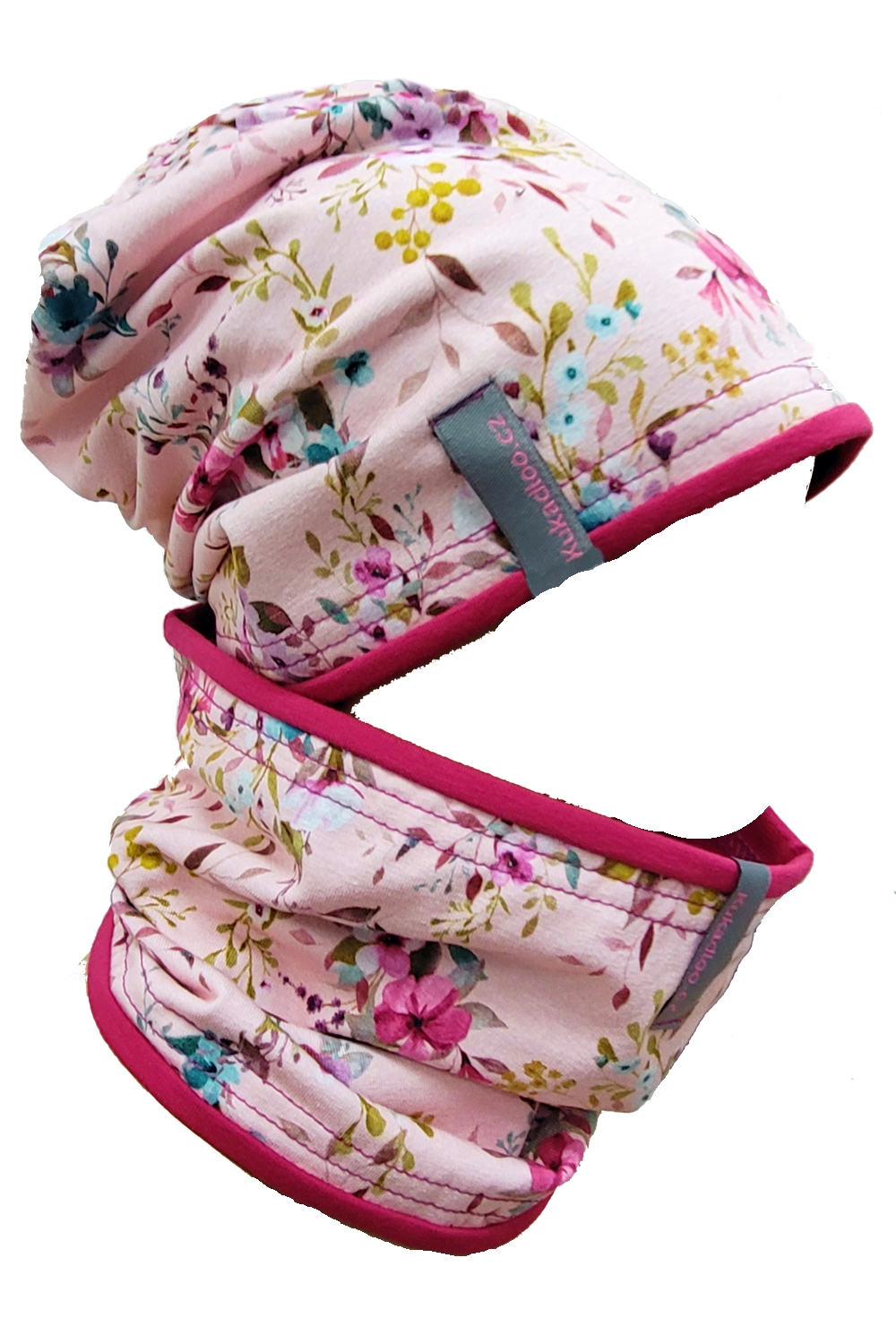 Bavlněná čepice / sv. růžový květ