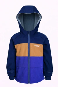 Dětská softshellová bunda - tm. modro-karamelová DOPRODEJ