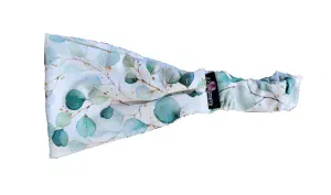 Dívčí čelenko-šátek - bílý - zelené lístky - 11cm