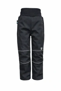 Softshellové kalhoty dětské - černo-reflexní s KAPSAMI na zip/ 30.000mm, 15.000g/m