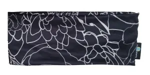 Dámská čelenka ŠIROKÁ - černá - bílé květy