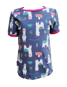 Dětské tričko krátký rukáv -šedomodré lamy