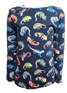 Dětské tričko dlouhý rukáv -tm. modré - chameleoni