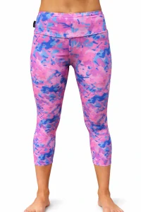 Dámské 3/4 legíny - modro růžový maskáč