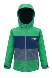Dětská softshellová bunda / trávově zeleno-tmavě modro-šedá 