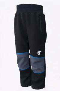 Dětské softshellové kalhoty - černé s černými kapsami na zip/ 30.000mm, 15.000g/m - doprodej