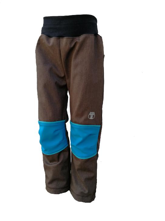 Softshellové kalhoty - hnědý melír - středně modré - doprodej