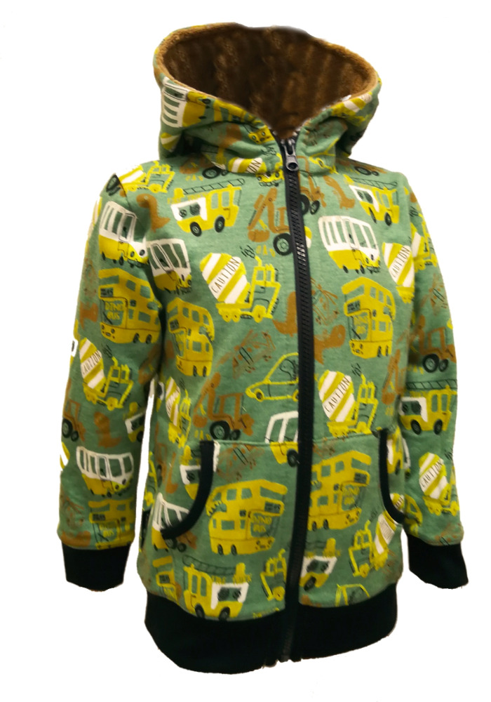 Dětské mikiny - zelená / dopravní prostředky DOPRODEJ