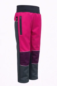 Softshellove kalhoty dětské - letní / šedo-malinovo-růžové