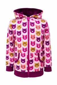 Dívčí mikina na zip - kočičí hlavy DOPRODEJ 110