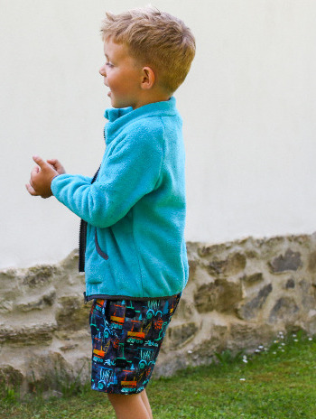 Chlapecké kraťasy -tm.  šedé / stavební stroje - doprodej