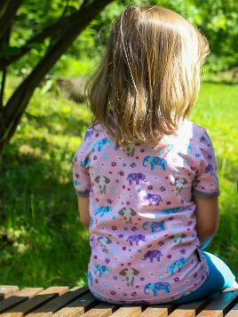 Dívčí tričko krátký rukáv - růžové - sloni