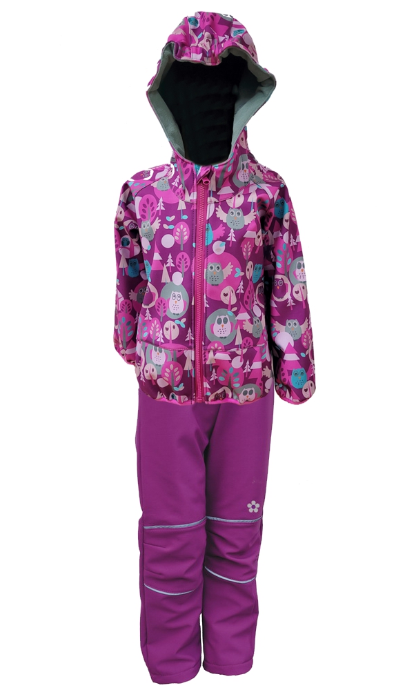 Dívčí softshellová bunda - ostružinové sovy - doprodej