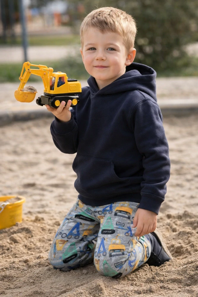 Chlapecké tepláky MIK - sv. šedé stavební stroje - doprodej 98,110,128,134,140,146