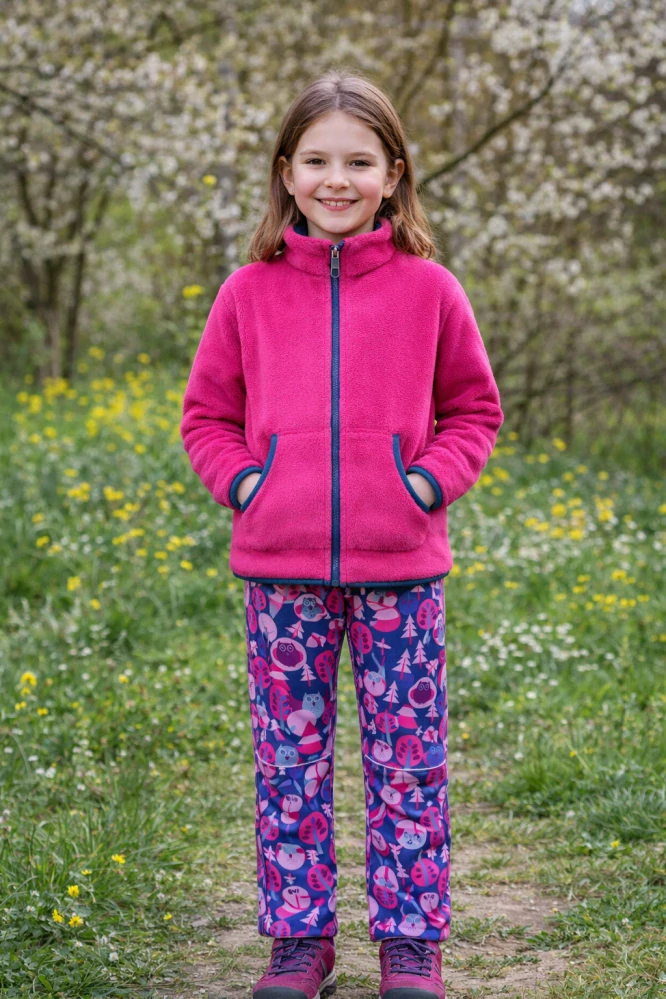 Dívčí softshellové kalhoty - tm. modré sovy