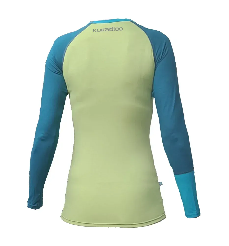 Funkční tričko dámské bambusové s dl. rukávem - zelené - petrolejové rukávy