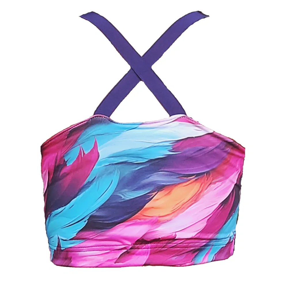 Dámská sportovní podprsenka -barevná peříčka - DOPRODEJ