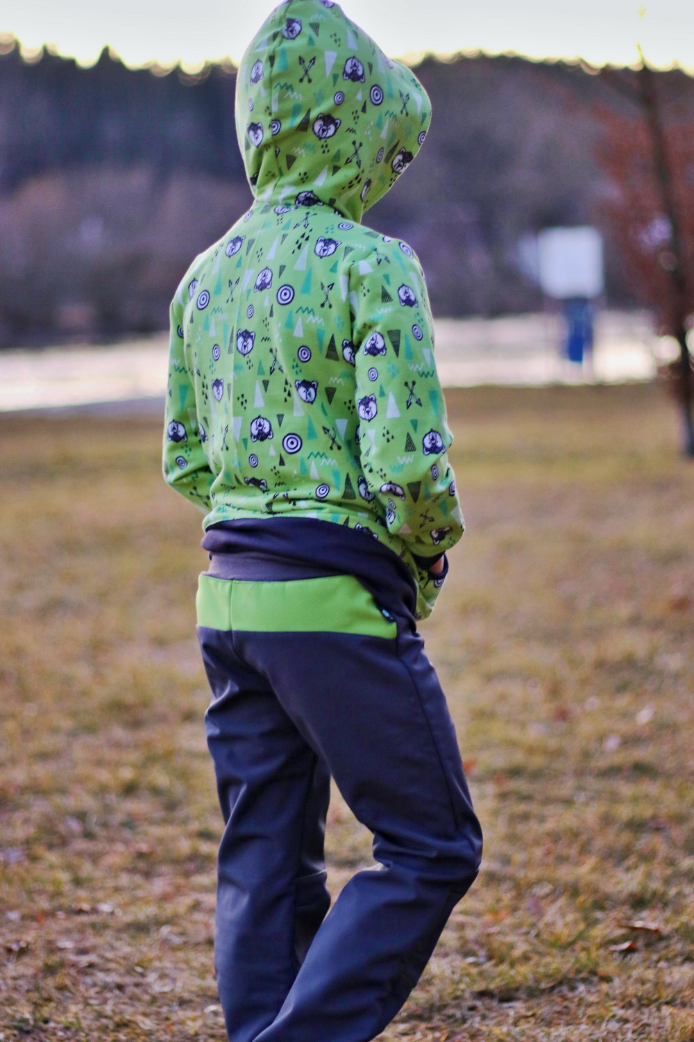 Nepromokavé kalhoty softshellové dětské / tm.šedo-zelené