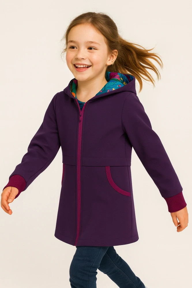 Dětský softshellový  kabát - tm. fialový