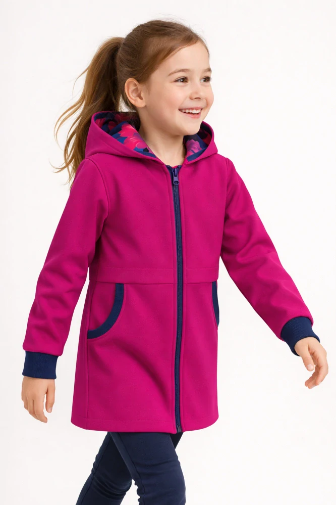 Dětský softshellový  kabát - fuchsiový