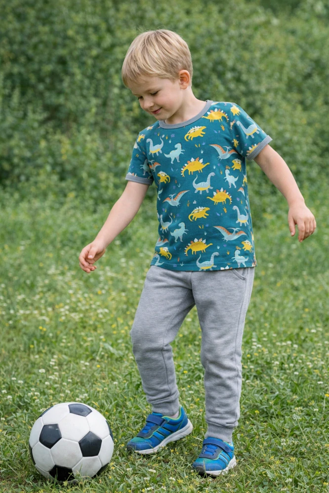 Dětské tričko KR - petrolejové DINO