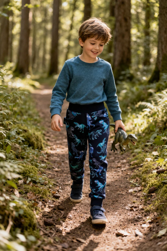 Chlapecké tepláky MIK - černé - tyrkys DINO