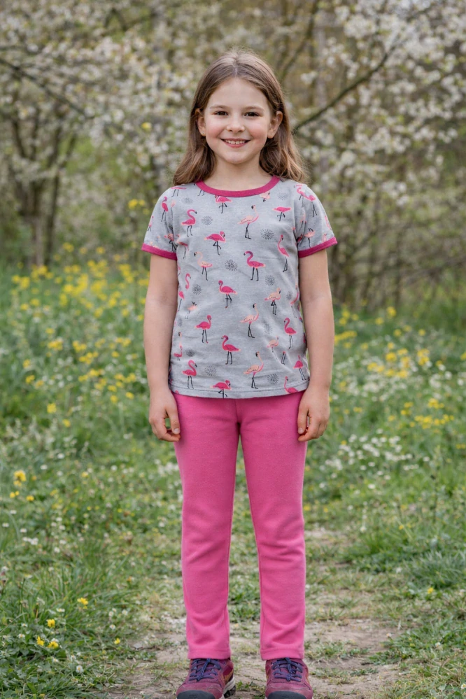 Dívčí tepláky rovný střih - malinové