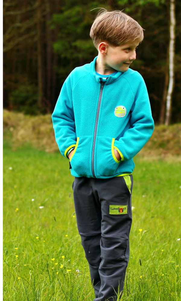 Chlapecké tepláky Ben / šedé - zelené- doprodej kapsy 