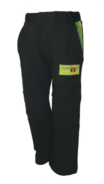 Dětské tepláky Ben / černé - zelené kapsy - doprodej