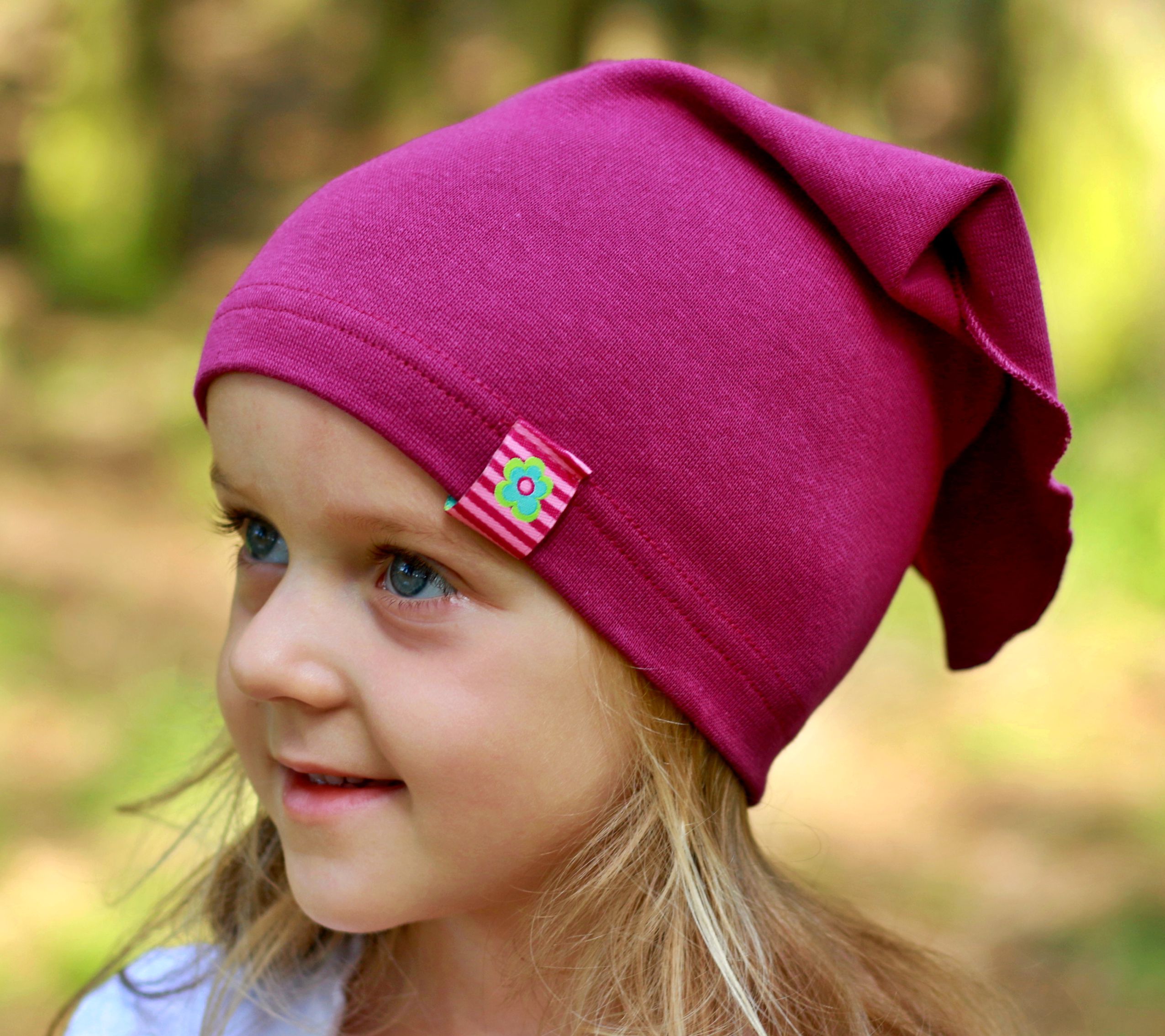 Dětský šátek na hlavu Terka - kvítek, ostružinová