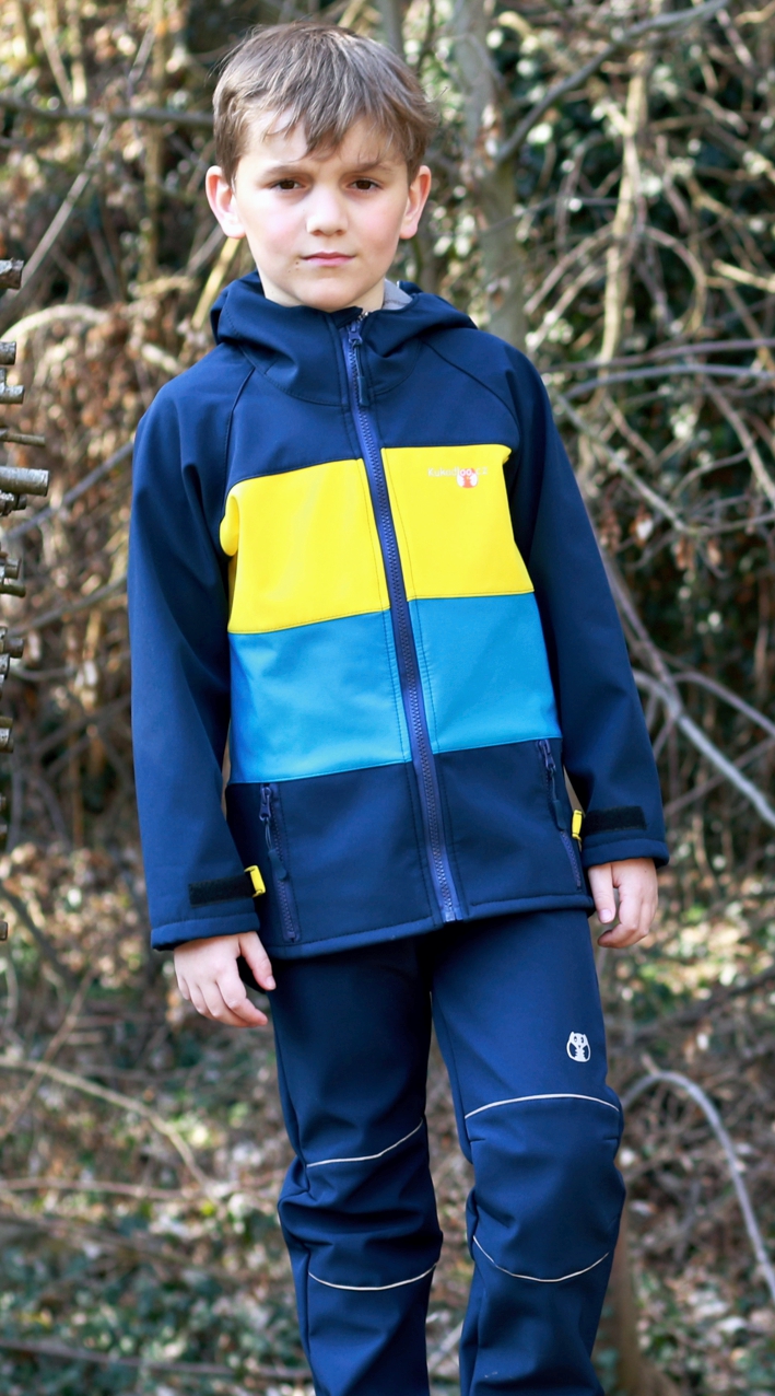 Dětská softshellová bunda / tmavě modro-žluto-modrá DOPRODEJ