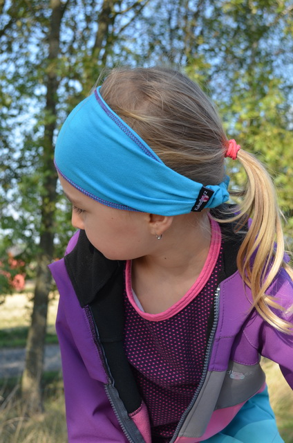 Dívčí čelenko-šátek / tyrkysový / šířka 11cm