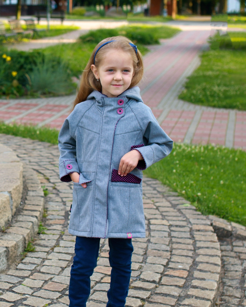 Dětský softshellový  kabát - sv. šedý melír