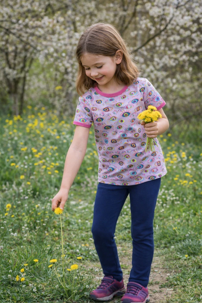 Dívčí tepláky rovný střih - tm. modré DOPRODEJ 98,146