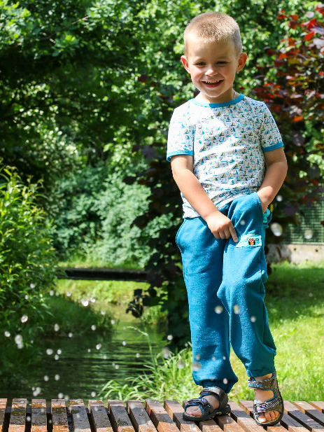 Chlapecké tepláky SAM - petrolejovo-tyrkysové-doprodej 116