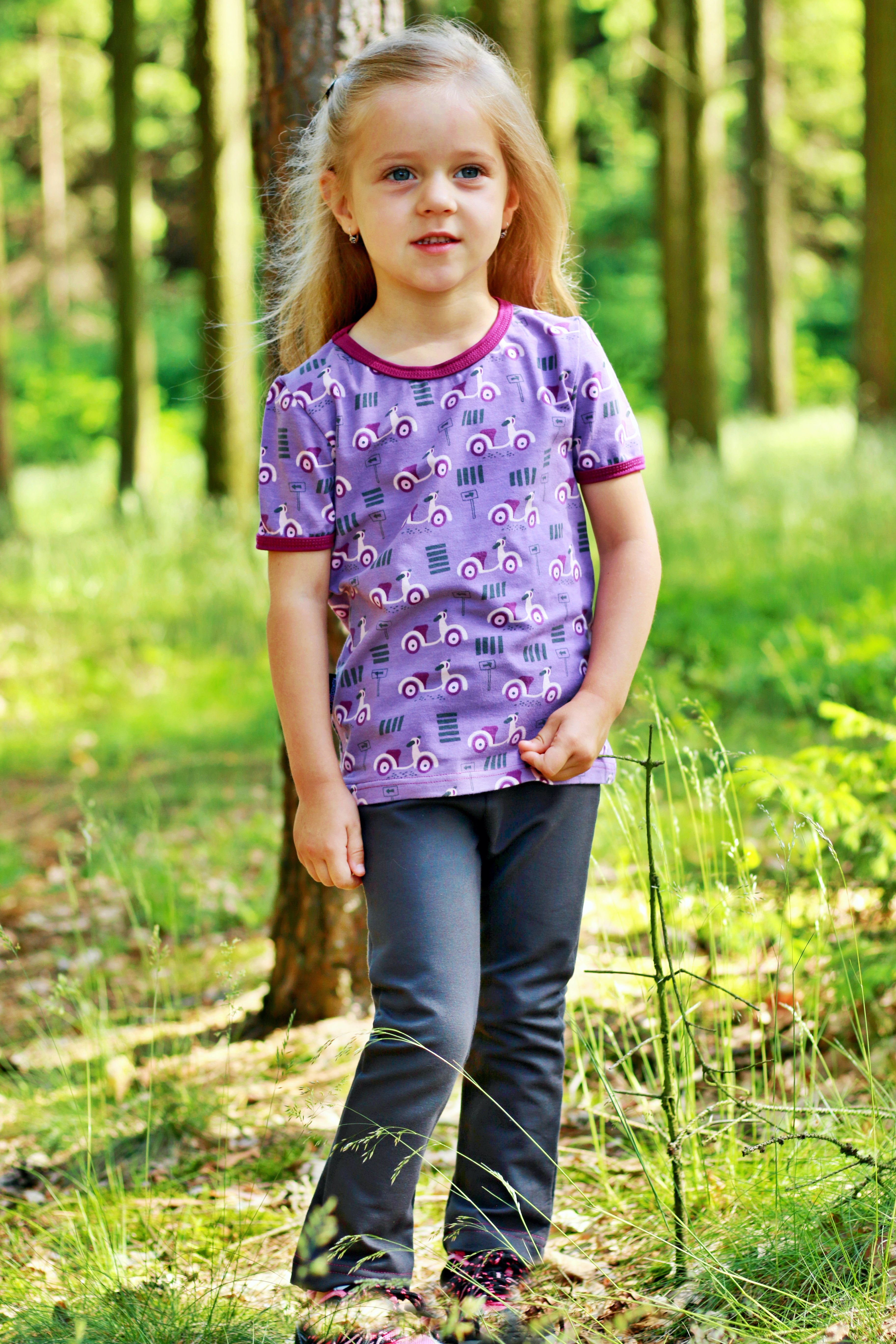 Dětské tričko KR -  lila skůtry - doprodej 110, 122