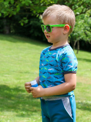 Chlapecké kraťasy - petrolejovo-šedý melír DOPRODEJ