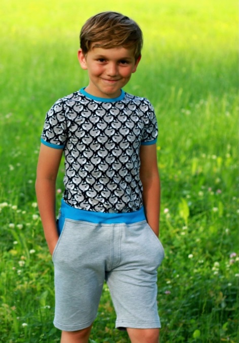 Chlapecké kraťasy - šedý melír-tmavý tyrkys DOPRODEJ