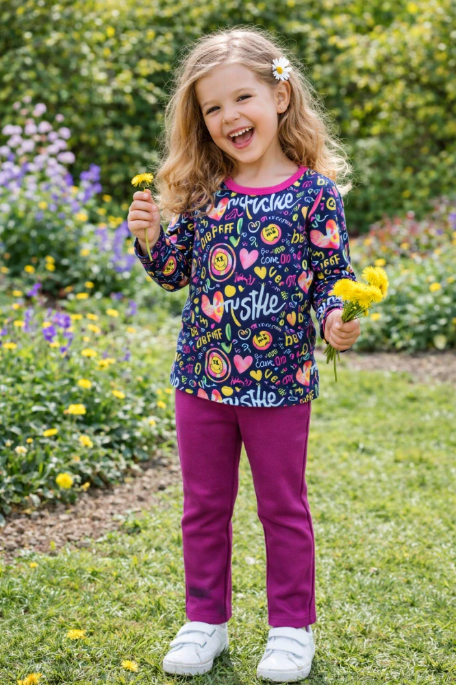 Dívčí tepláky rovný střih - ostružinové