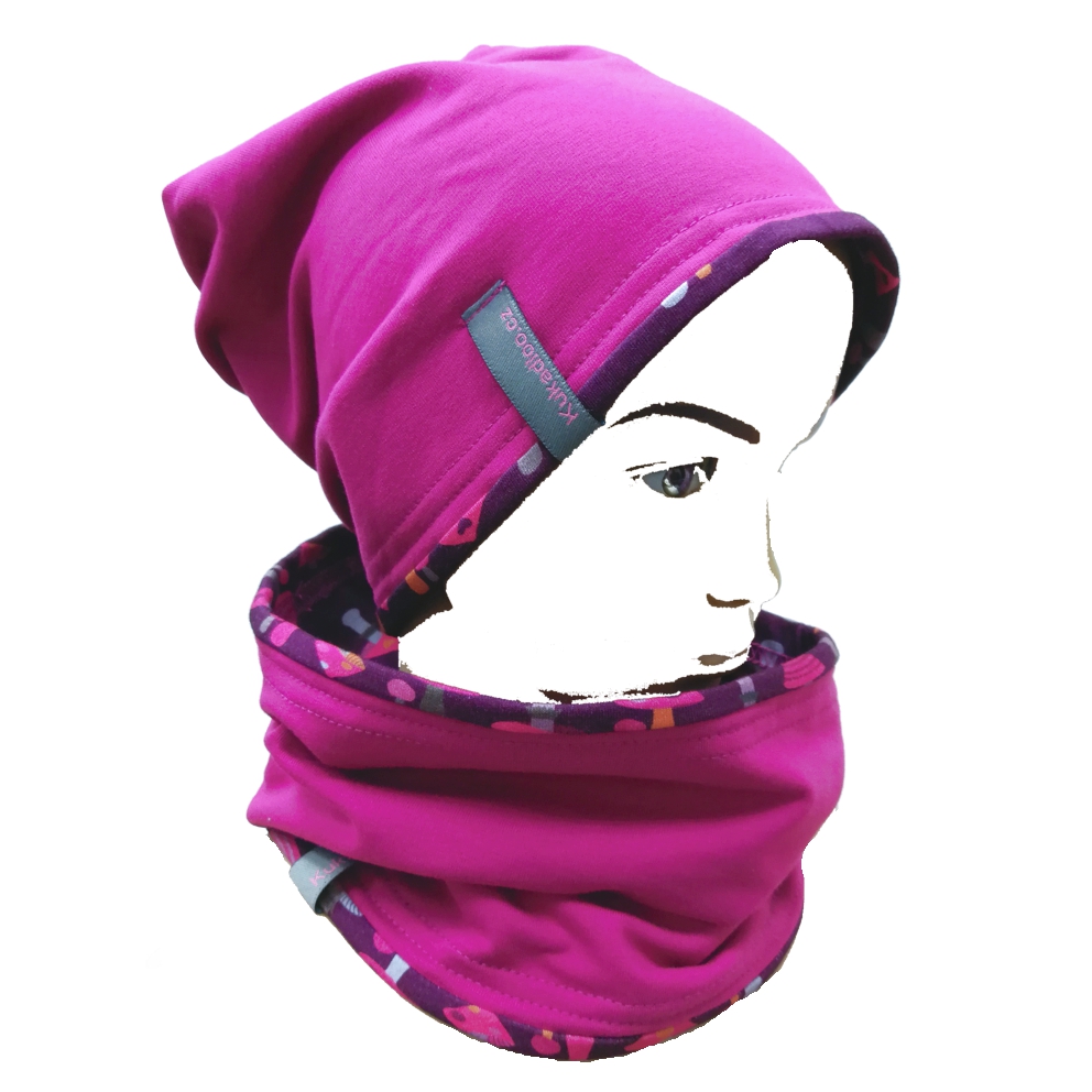 Bavlněná čepice / ostružinová - houbičky DOPRODEJ