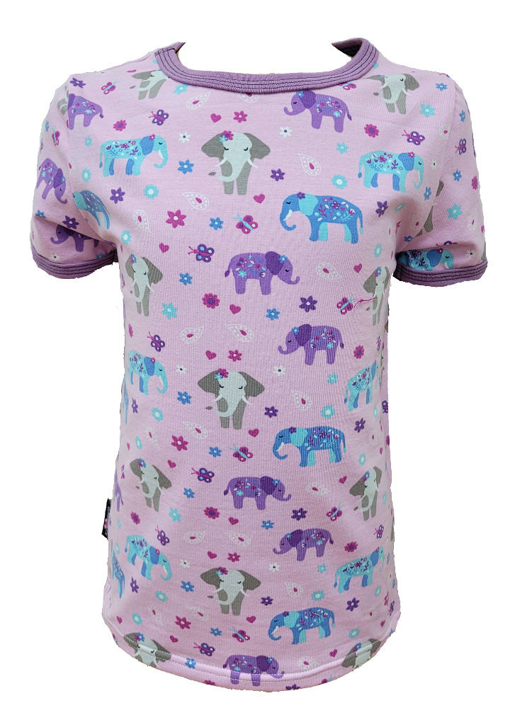 Dívčí tričko krátký rukáv - růžové - sloni