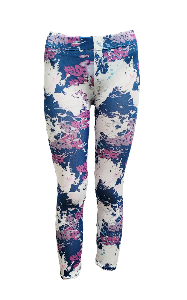 Dívčí legíny modro-bílo-ostružinové - doprodej 128