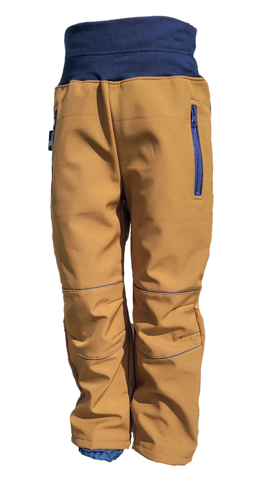 Softshellové kalhoty dětské / karamelově - modré